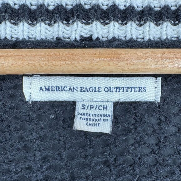 American Eagle Outfitters Women's Preppy Knit Button-Up Cardigan Sweater S Black - Picture 3 of 8